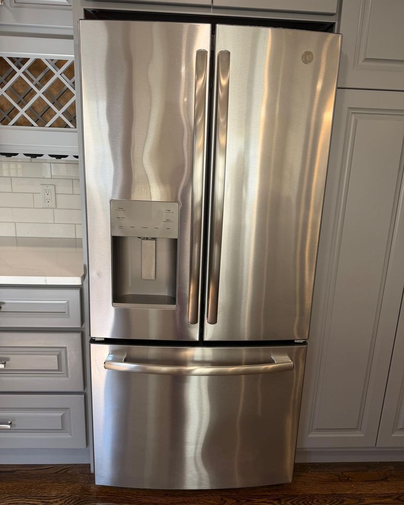 A stainless steel refrigerator polished free of smudges